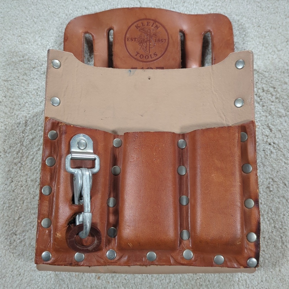 Klein Tools 5127 Leather 6-Pocket Tool Pouch with Tunnel Loop